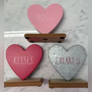 Rae Dunn Pink, Red, Silver Heart Decor Set